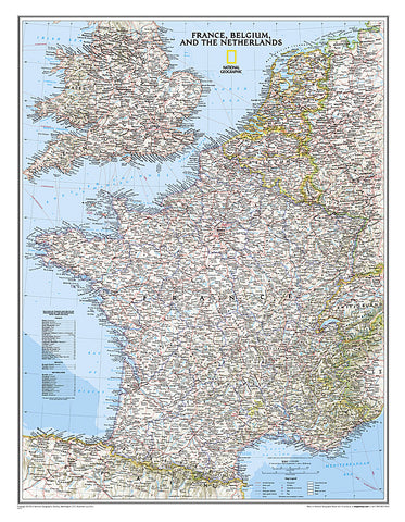Buy map France, Belgium, and The Netherlands, Classic, Laminated by National Geographic Maps