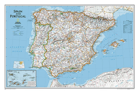 Buy map Spain and Portugal, Classic, Laminated by National Geographic Maps
