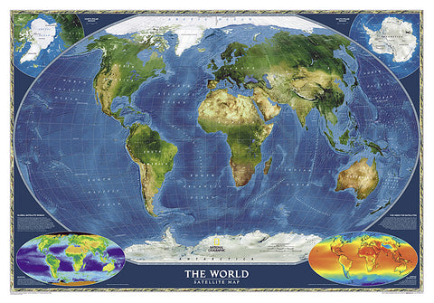 Buy map World, Satellite, Laminated by National Geographic Maps
