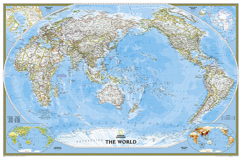 Buy map World, Classic, Pacific-Centered, Enlarged and Laminated by National Geographic Maps