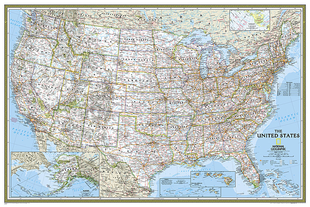 Buy Map United States Classic Poster Sized Sleeved By National Yellowmaps Map Store 8876