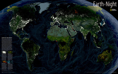 Buy map Earth at Night, Tubed by National Geographic Maps