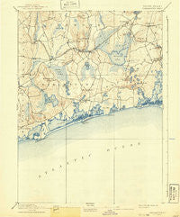 Charlestown Rhode Island Historical topographic map, 1:62500 scale, 15 X 15 Minute, Year 1889