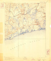 Charlestown Rhode Island Historical topographic map, 1:62500 scale, 15 X 15 Minute, Year 1889