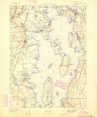 Narragansett Bay Rhode Island Historical topographic map, 1:62500 scale, 15 X 15 Minute, Year 1892