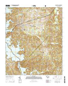 Calhoun Falls South Carolina Current topographic map, 1:24000 scale, 7.5 X 7.5 Minute, Year 2014