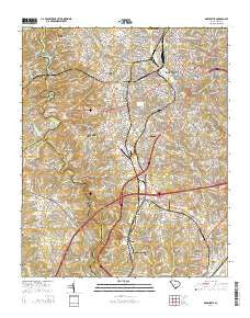 Greenville South Carolina Current topographic map, 1:24000 scale, 7.5 X 7.5 Minute, Year 2014