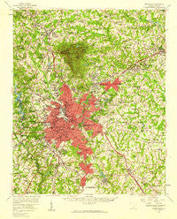 Greenville South Carolina Historical topographic map, 1:62500 scale, 15 X 15 Minute, Year 1957