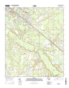 Hampton South Carolina Current topographic map, 1:24000 scale, 7.5 X 7.5 Minute, Year 2014