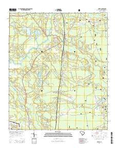 Huger South Carolina Current topographic map, 1:24000 scale, 7.5 X 7.5 Minute, Year 2014