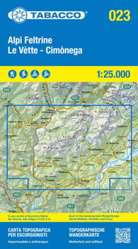 Buy map Alpi Feltrine - Cimònega - Lè Vette, Tabacco Map #23 - 1:25,000