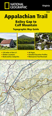 Buy map Appalachian Trail Topographic Map Guide, Bailey Gap to Calf Mountain by National Geographic Maps