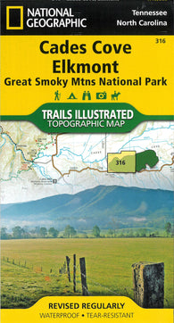 Buy map Cade Cove Elkmont : Great Smoky Mtns National Park : Tennessee & North Carolina, USA