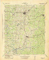 Cookeville Tennessee Historical topographic map, 1:100000 scale, 30 X 30 Minute, Year 1943