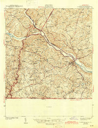 Clarksville Virginia Historical topographic map, 1:62500 scale, 15 X 15 Minute, Year 1943
