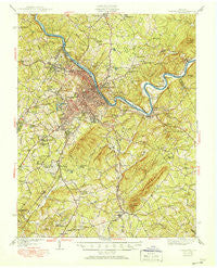 Lynchburg Virginia Historical topographic map, 1:62500 scale, 15 X 15 Minute, Year 1944