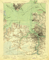 Newport News Virginia Historical topographic map, 1:62500 scale, 15 X 15 Minute, Year 1921