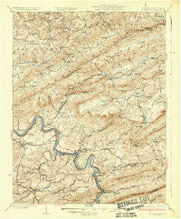 Pearisburg Virginia Historical topographic map, 1:62500 scale, 15 X 15 Minute, Year 1937