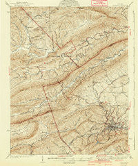 Pulaski Virginia Historical topographic map, 1:62500 scale, 15 X 15 Minute, Year 1940