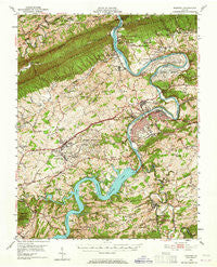 Radford Virginia Historical topographic map, 1:62500 scale, 15 X 15 Minute, Year 1950
