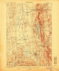 Brandon Vermont Historical topographic map, 1:62500 scale, 15 X 15 Minute, Year 1904