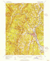 Brattleboro Vermont Historical topographic map, 1:62500 scale, 15 X 15 Minute, Year 1954