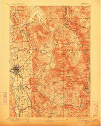 Rutland Vermont Historical topographic map, 1:62500 scale, 15 X 15 Minute, Year 1893