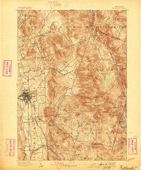Rutland Vermont Historical topographic map, 1:62500 scale, 15 X 15 Minute, Year 1893