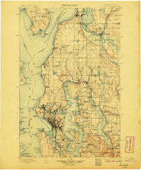 Seattle Washington Historical topographic map, 1:125000 scale, 30 X 30 Minute, Year 1897