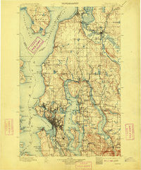 Seattle Washington Historical topographic map, 1:125000 scale, 30 X 30 Minute, Year 1897