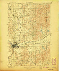 Spokane Washington Historical topographic map, 1:125000 scale, 30 X 30 Minute, Year 1901