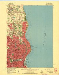 Milwaukee Wisconsin Historical topographic map, 1:62500 scale, 15 X 15 Minute, Year 1958