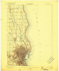 Milwaukee Wisconsin Historical topographic map, 1:62500 scale, 15 X 15 Minute, Year 1906