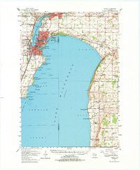 Neenah Wisconsin Historical topographic map, 1:62500 scale, 15 X 15 Minute, Year 1955