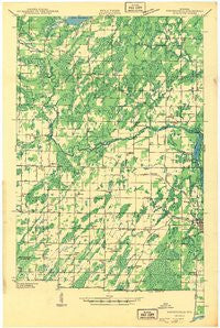 Porterfield Wisconsin Historical topographic map, 1:48000 scale, 15 X 15 Minute, Year 1942