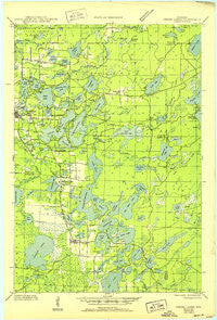 Three Lakes Wisconsin Historical topographic map, 1:48000 scale, 15 X 15 Minute, Year 1945