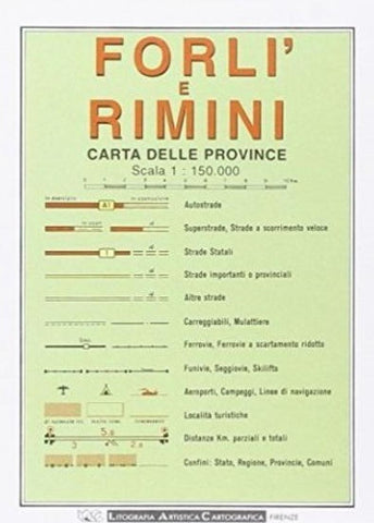 Buy map Forli/Rimini Province, Italy by Litografia Artistica Cartografica