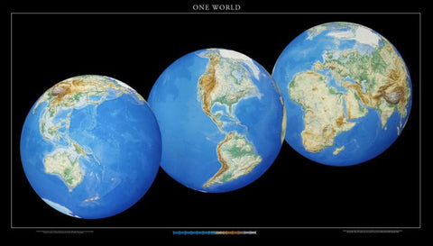 Buy map World, 3 Global Views, Wall Map by Raven Maps