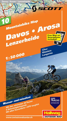 Buy map Davos, Arosa and Lenzerheide Mountainbike Map by Hallwag