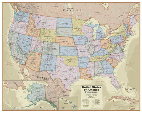 Buy map Hemispheres Boardroom Series United States Laminated Wall Map : 38 x 48