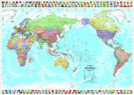 Buy map World and Flags, Pacific-Centered, Laminated by Hema Maps