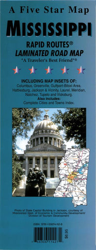 Buy map Mississippi : Rapid Routes : laminated road map