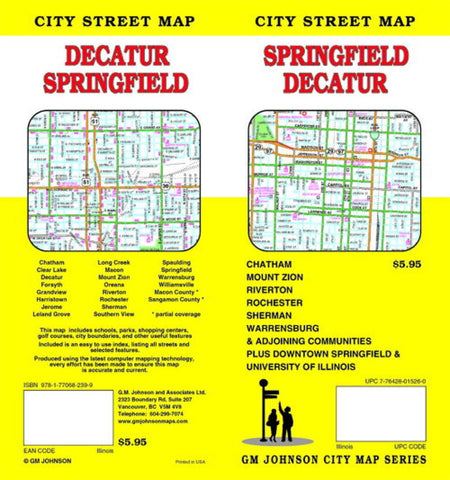 Buy map Springfield and Decatur, Illinois by GM Johnson