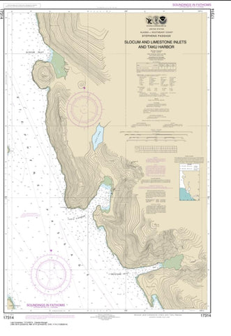 Buy map Slocum and Limestone Inlets and Taku Harbor (17314-13) by NOAA