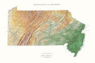 Buy map Pennsylvania & New Jersey [Physical, 36x54]