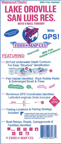 Buy map Lake Oroville & San Luis Reservoir Fishing Map
