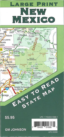 Buy map New Mexico Large Print, New Mexico State Map by GM Johnson