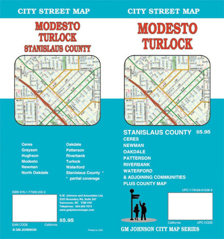 Buy map Modesto and Turlock, California by GM Johnson