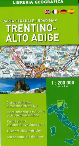 Buy map Trentino-Alto Adige, Italy, Road Map by Libreria Geografica