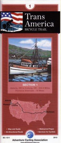 Buy map TRANSAMERICA BICYCLE TRAIL #1 : Astoria, Oregon - Coburg, Oregon (234 mi.)